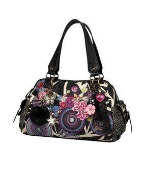 Desigual Y2K Large Patchwork Floral Shoulder Bag Embroidered Accents Pockets